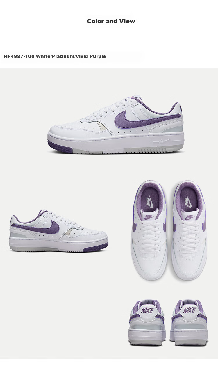 NIKE Women's Casual Shoes, NIKE GAMMA FORCE Sneakers, HF4987-100 White And Purple, Size 37.5 5