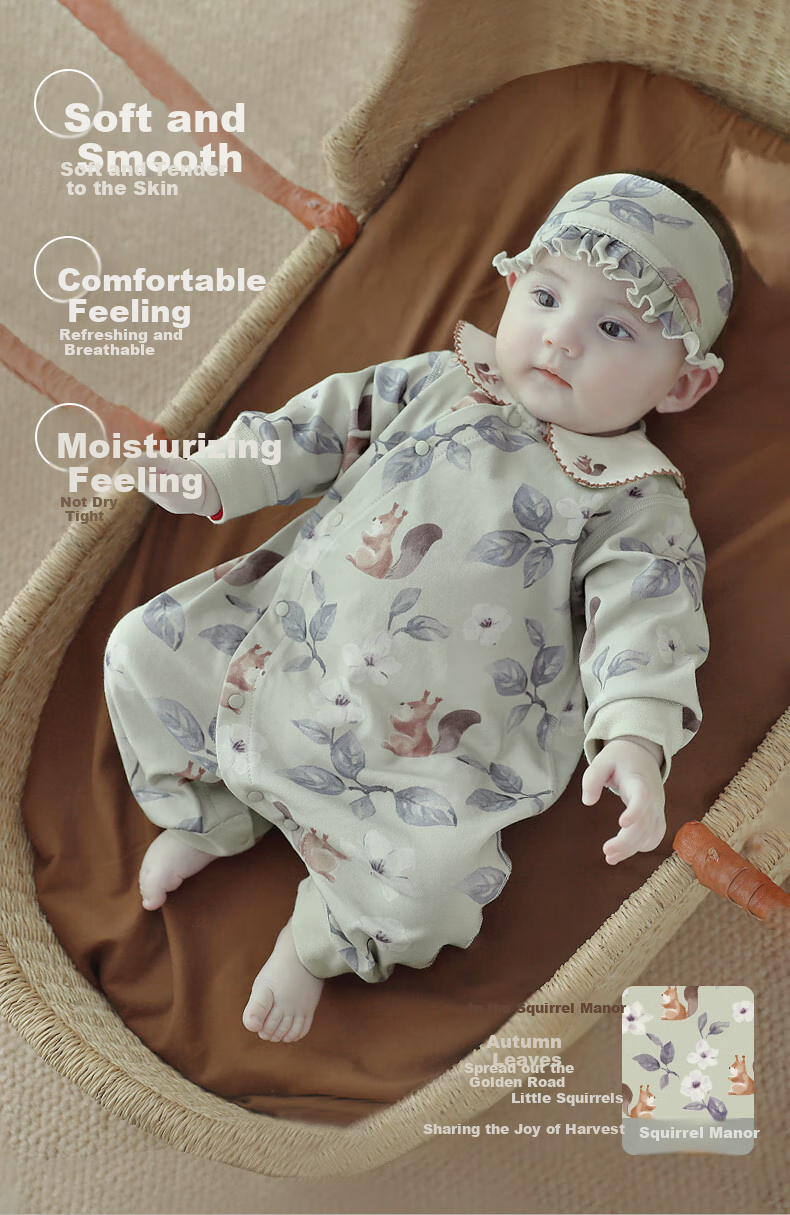 BALIPIG Newborn Baby Clothes 2-Piece Set, Full Moon A-Class Cotton, Baby Boy Romper, Instagram Style, Spring And Autumn Style Onesie for Girls 4