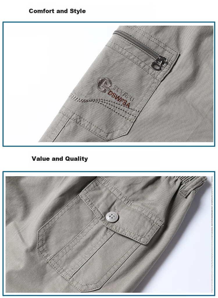 TUCANO Men's Summer Cotton Comfortable Casual Sports Cargo Shorts Light Gray 4XL 19