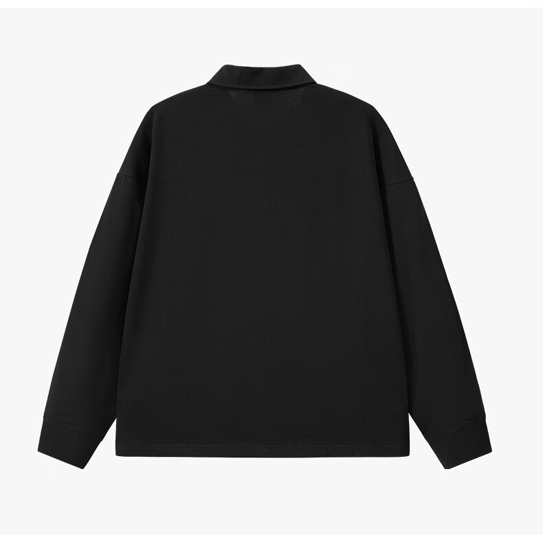 Charles Peach Heart Simple Collar Polo Sweatshirt Unisex Couple Small Heart Chest Autumn Long Sleeve Off-White S 14