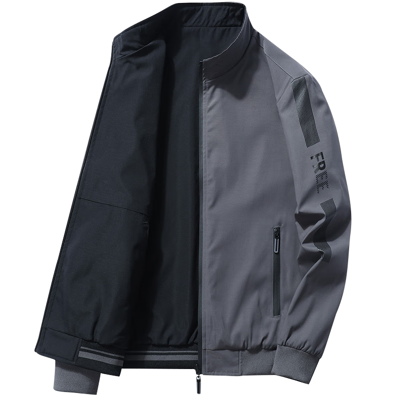 RED DRAGONFLY Men's Autumn Winter Business Commuter Stand Collar Casual Windproof Reversible Jacket Haze Blue 3XL