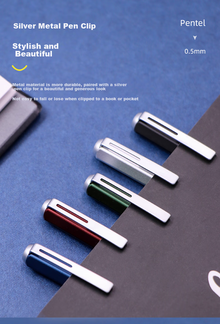 Pentel 0.5mm Business Gel Pen with Metal Barrel, Office Financial Signing Pen, Quick-Drying Ink Pen, BLN665D-AE, Gree 6