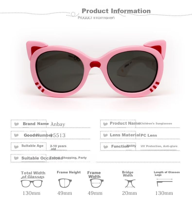 Anbay Children's Sunglasses, UV Protection, Girls' Sunglasses, Baby Sun Protection, Cute Girls' Sunglasses 2