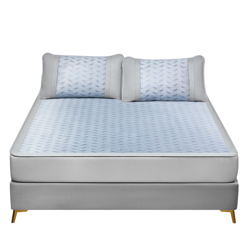 Luolai Home Textiles Class A Antibacterial Washable Ice Rattan Mat Summer Cooling Three-Piece Fitted Sheet Set Blue 150*200*30cm