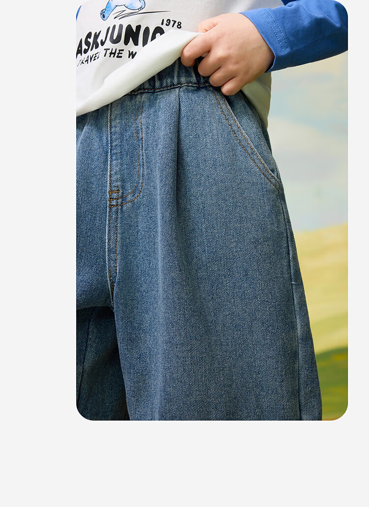 ASK JUNIOR Kids Boys Spring Washed Denim Straight Leg Pants Casual Trousers Jeans Blue Size 90 8