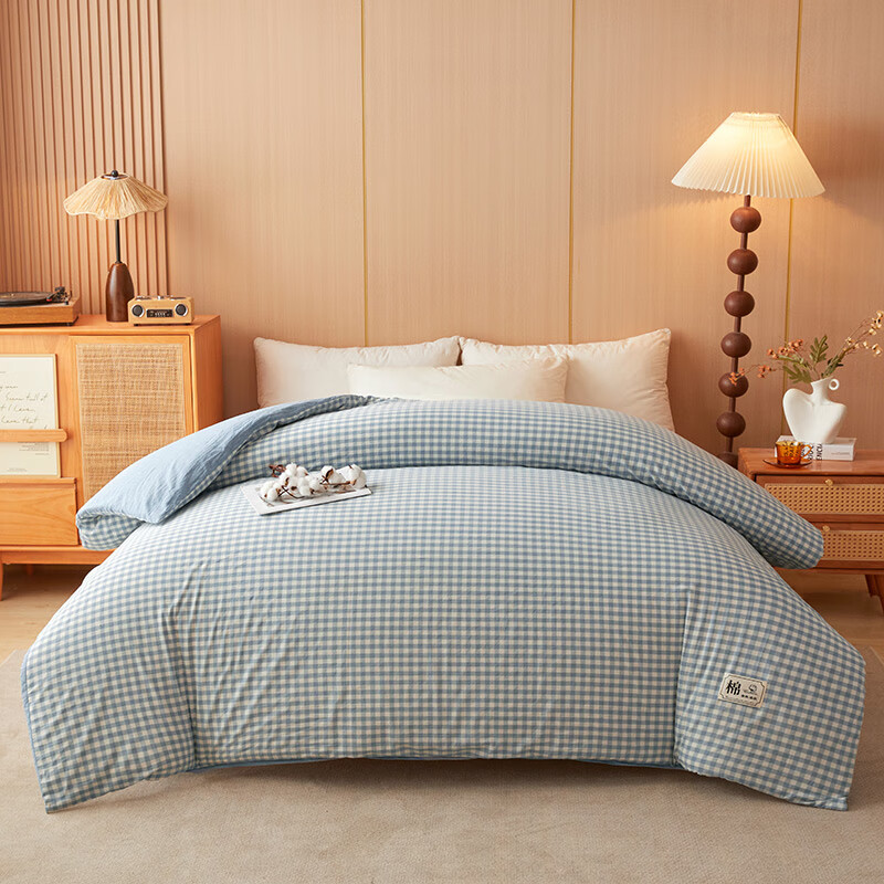 Hodo Class A Antibacterial Cotton Quilt Spring Autumn Winter Quilt Core Double Single Dormitory Cotton Quilt 1.8*2.2m 4 Jin Blue Plaid