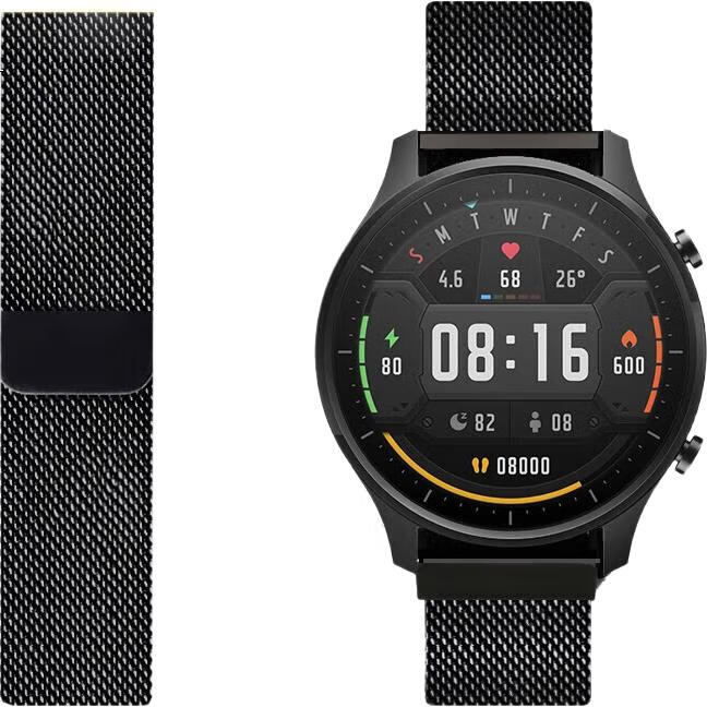 Ремешок ESCASE Milanese Loop для Xiaomi Watch Color 1/2, нержавеющая сталь, магнитная застежка, черный