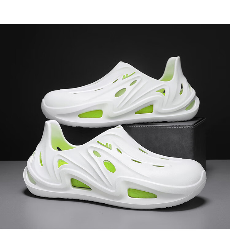 Warrior Official Men's Summer New Hole Shoes Non-slip Outdoor Beach Sandals White Black Size 44 15