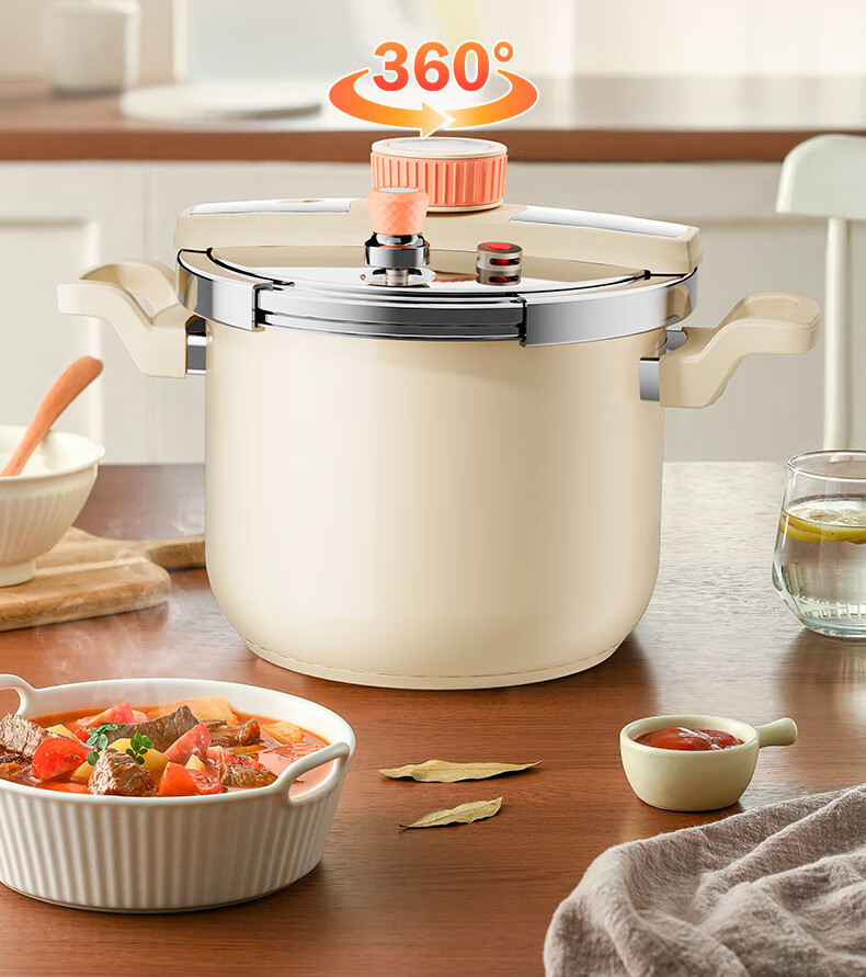 TIANXI Explosion-Proof 8L Pressure Cooker Household 304 Stainless Steel Single-Handed Gas and Electric Compatible Pressure Cooker for 4-8 People 1