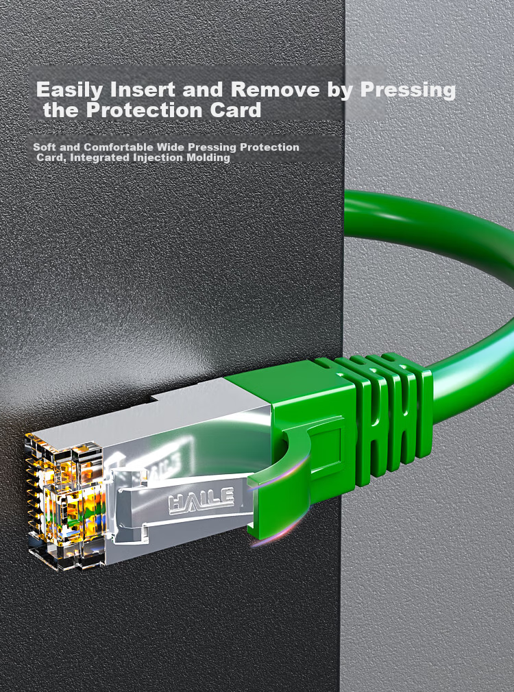 HAILE CAT6A Double-Shielded Pure Copper Patch Cable, Low Smoke Zero Halogen 10 Gigabit Finished 8-Core Network Cable, LSZH Green Network Cable 20 Meters HT-565D 5
