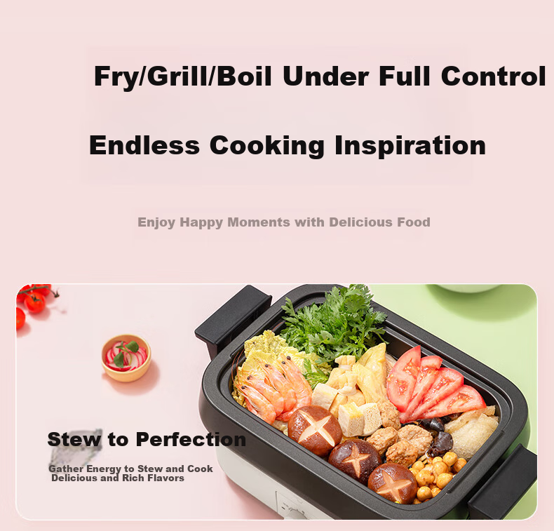 ZO JIRUSHI Multi-Functional Pot, Suitable for Barbecue And Hot Pot, Non-Stick Electric Cooker, Constant Temperature Heating, Detachable And Easy to Clean, EJ-MAH20C (Beige), Waterless Cooking 3