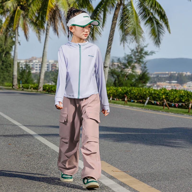 BANDOCIN Girls' Autumn Cargo Pants, Stylish 2025 New Children's Spring And Autumn Sports Trousers, Trendy, Misty Pink, Size 170
