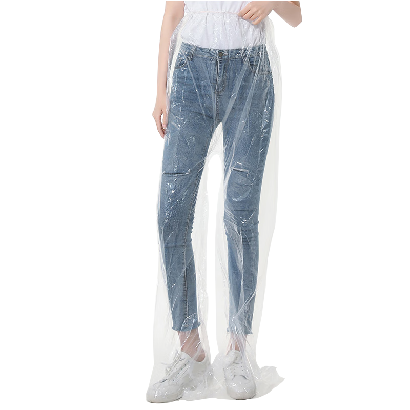Mashifu Thickened Disposable Foot-Covering Rain Pants Waterproof Long Plastic Rain Trousers for Men and Women, One Size, Transparent, 5 Pieces