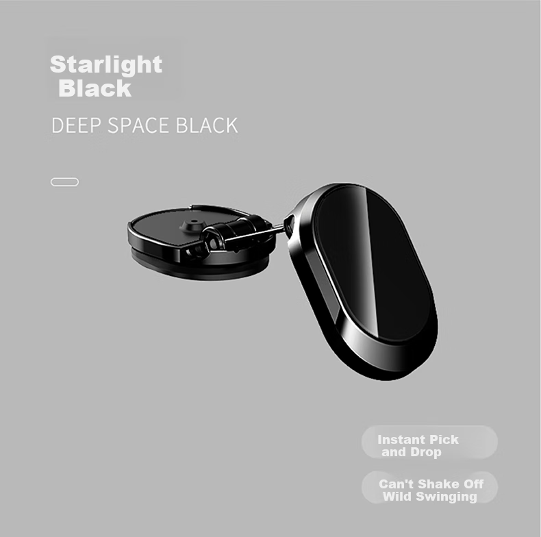 Dijialun Foldable Magnetic Car Phone Holder, Base 360° Rotation, Adjustable Height, Car Accessories Decoration for Tesla, BMW, Mercedes-Benz, Audi, Volkswagen, Toyota, Metal Black 10