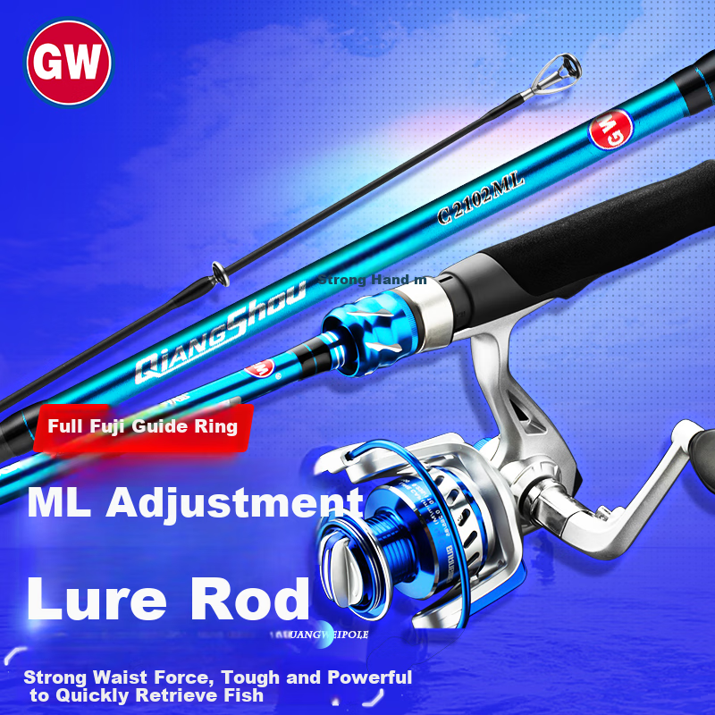 GW Fishing Rod, 1.98 Meters Straight Handle, Strong Hand ML Action, Lure Rod Set, Baitiao, Bass Lure Rod, Fishing Pole, Fishing Tackle