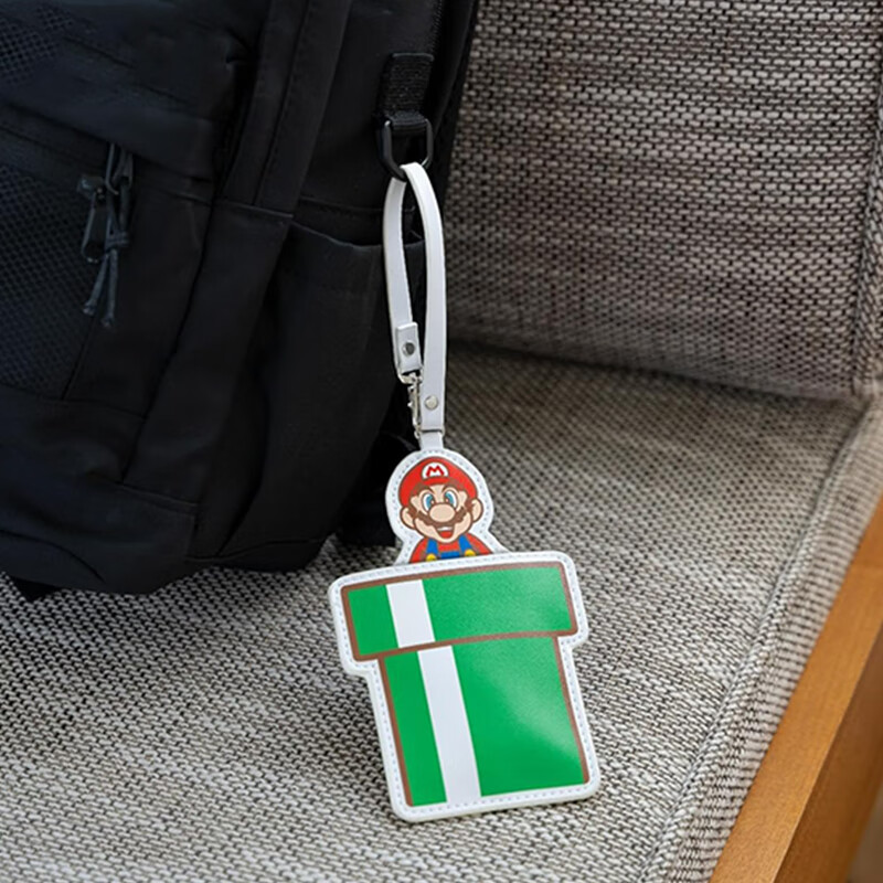 NINTENDO SWITCH Mario Strap with Retractable Buckle Lanyard, Employee Badge Anti-Loss Bus Student Meal Card Protector, Campus ID Card Holder, Mario IC Card Case, Green Tube 4