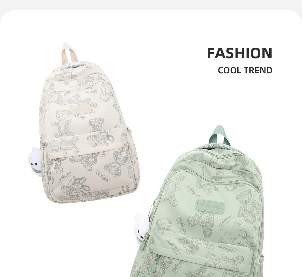 JINSHI WQ Backpack for Female Middle And High School Students, Large Capacity Double Shoulder Bag, New Travel Style, Aesthetically Pleasing Two-Piece Set, Student Backpack 1