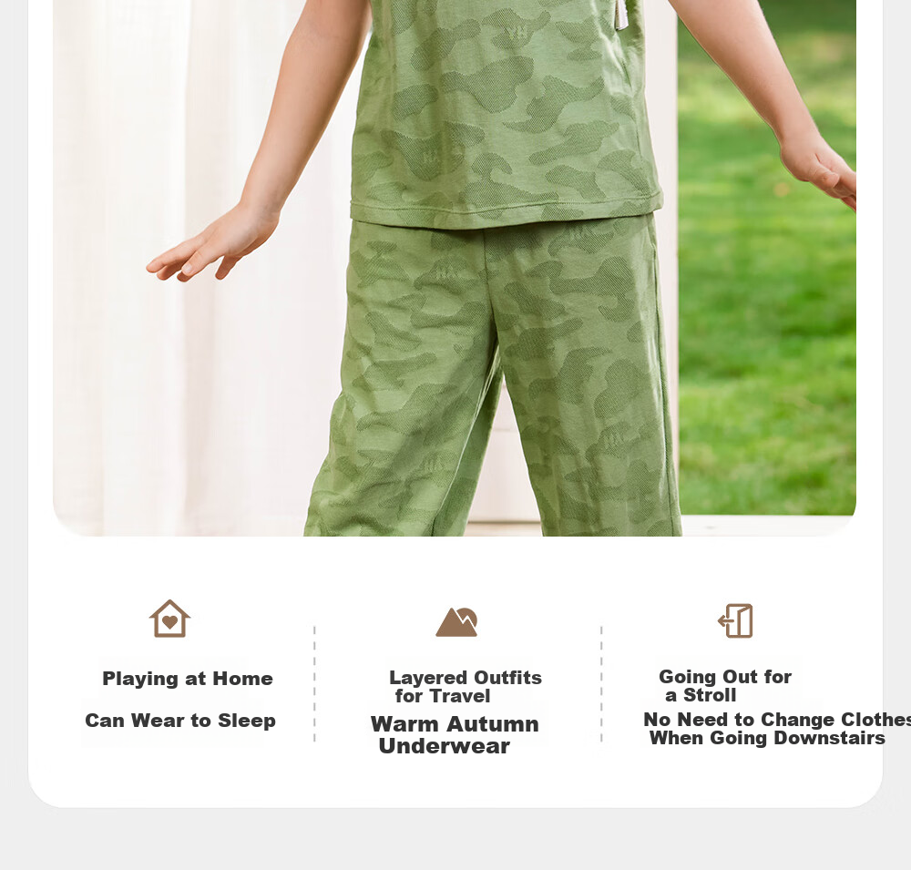 YEEHOO Children's Loungewear, Summer Breathable, Boys And Girls Mosquito-Proof Home Wear Set, Pajamas And Sleep Pants 10