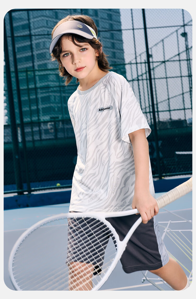 ASK JUNIOR Children's Quick-Dry Set Summer Boys And Girls Instant Cool Sports Short-Sleeve T-Shirt Shorts Running Youth Two-Piece 10