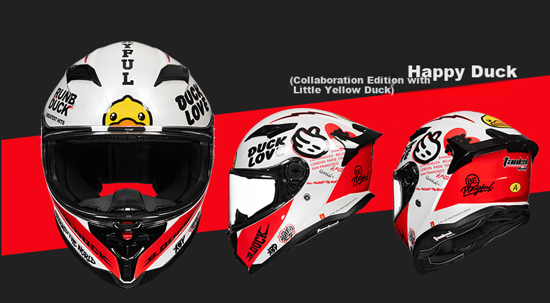 Tanked Racing Motorcycle Helmet, Full-Face T153S Black Future Technology [Duck Co-Branded Edition], XL 19