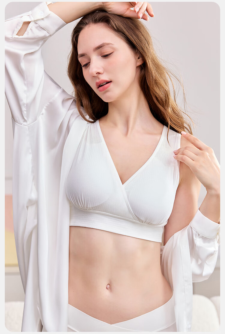 YEEHOO New Maternity Nursing Bra 7A Antibacterial Comfortable Bare Feel with Removable Pads White M 20