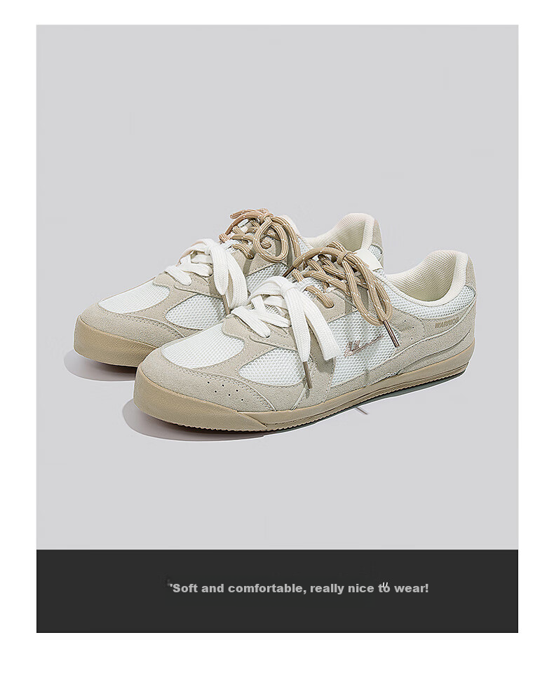 Huili Official Women's Sneakers, Summer 2026 Comfortable Simple Casual Couple's Training Shoes, Gray-Beige Deep Blue, Size 37 12