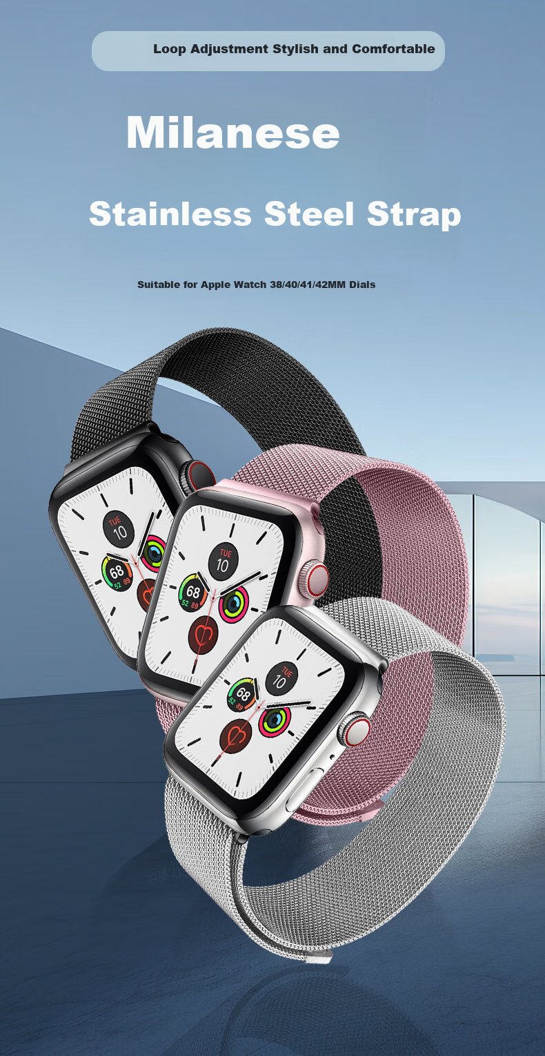 Freeson Compatible with Apple Watch Bands for Apple Watch SE/SE2/SE3/S10/S11/9/8/7 Milanese Loop Magnetic Buckle Strap 38/40/41mm - Pink 1
