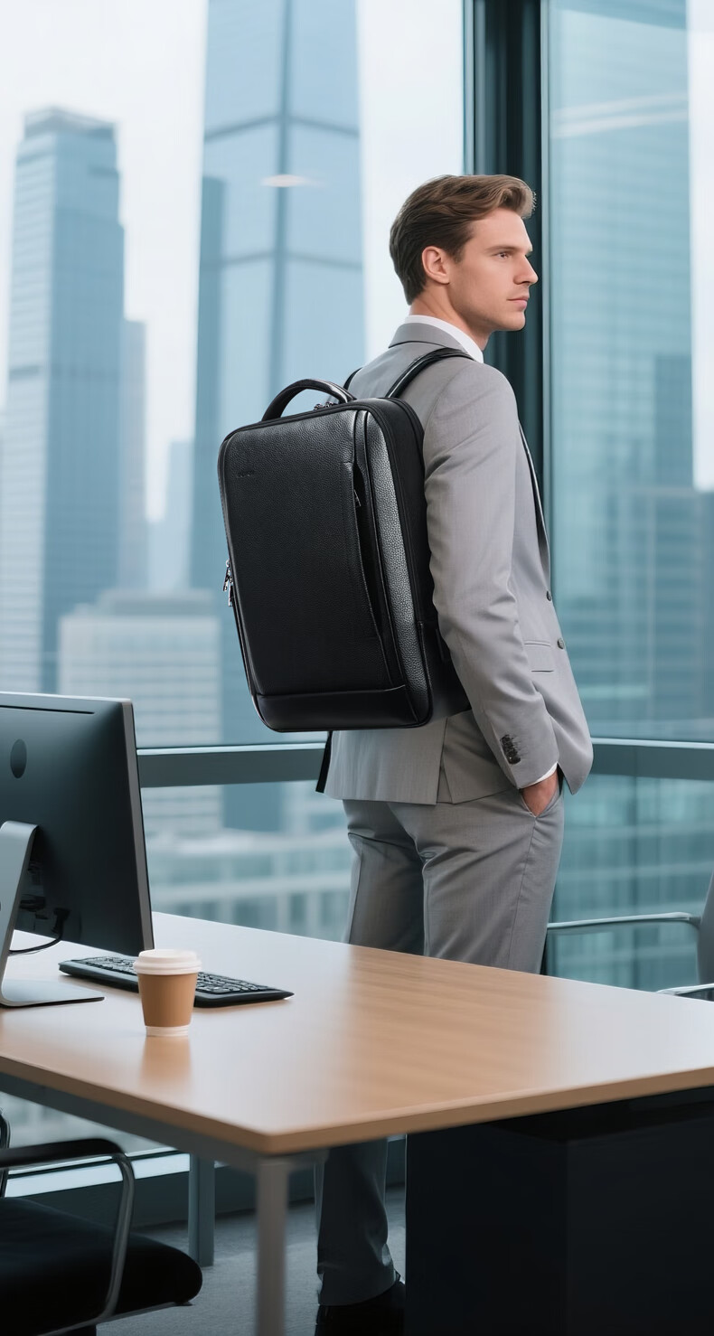 Bopai Leather Business Backpack for Men, 16-Inch Laptop Bag, Travel Schoolbag, Father's Day Gift 9