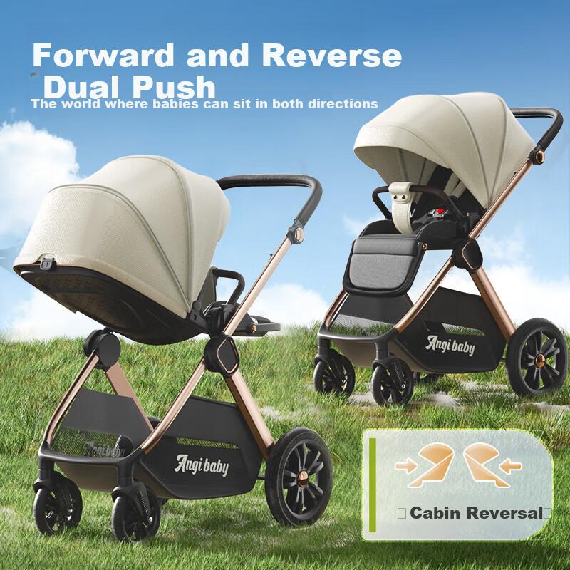 ANGI BABY High Landscape Reversible Stroller for Infants, with Seat And Lie-Flat Options, Shock-Absorbing Pushchair