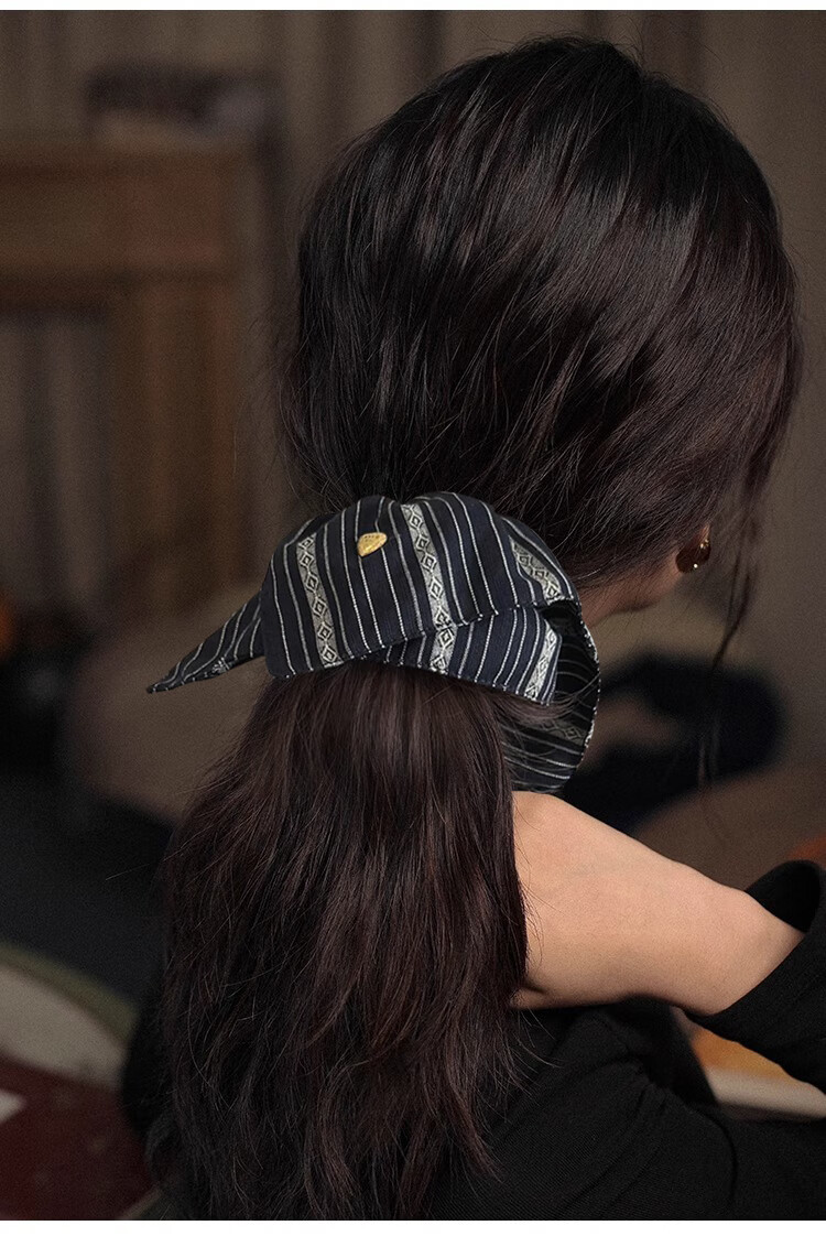 Xiangwan, Floral Butterfly Hair Tie, Vintage Ink Wash Dress Hem Hairband Ponytail Hairband, Hair Accessory, Headpiece, Mid-Autumn Festival Gift 9