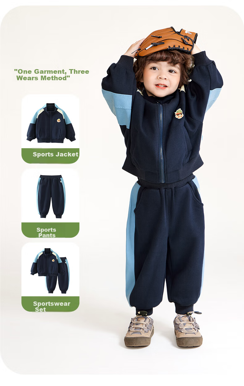 Ciciibear [Level 3 Anti-Pilling] Ciciibear Boys' Sweatshirt Set, Children's Long-Sleeve Autumn Outfit, Baby Outdoor Spring And Autumn Sportswear 11