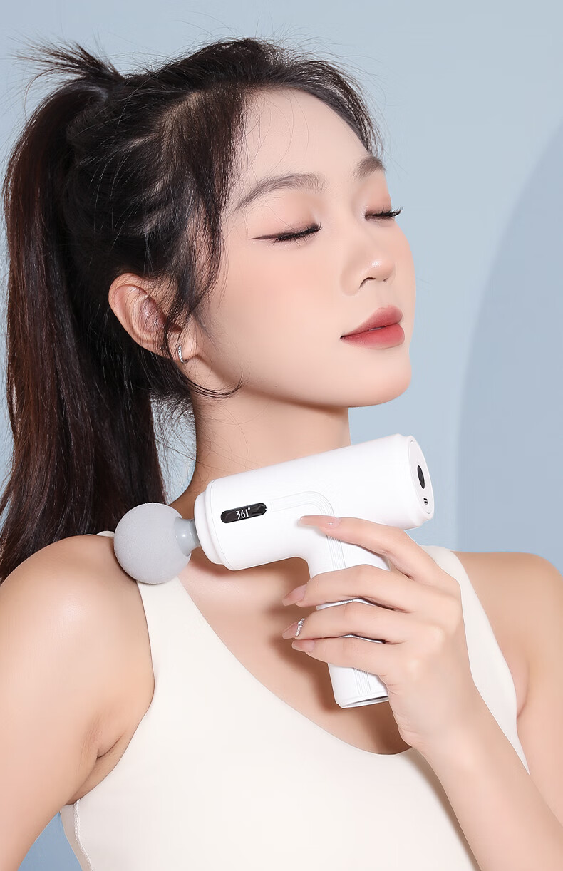 361° Massage Gun Deep Muscle Relaxation Massager Portable Silent Cervical Fascia Gun Fitness Waist And Leg Massage Device White 1