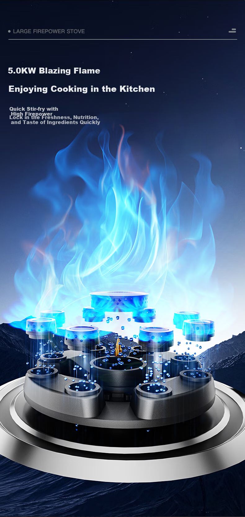 Royalstar Gas Stove, Dual Burner for Home Use, 5.0kW High Heat Output, Built-In And Countertop Dual-Use, Double Nine-Chamber Super Intense Flame JZY-B52 11