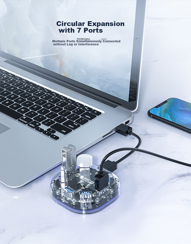 ORICO Expansion Dock, Type-C Hub, 10Gbps High-Speed USB3.2 Splitter, Laptop One-To Converter, Desktop Extension Cable, Multi-Port USB Cable, 1 Meter 5