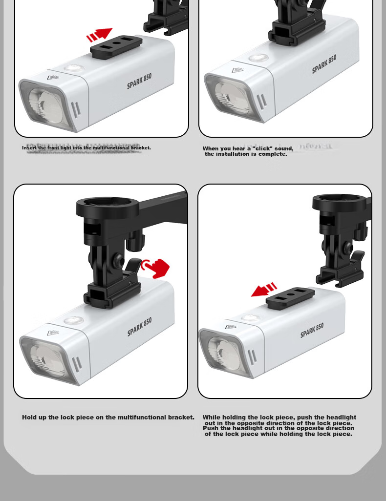 Mentech Spark850 High-Intensity Headlight for Mountain Bikes And Road Bikes, Cycling Accessory, Front Light for Bicycle, White 6