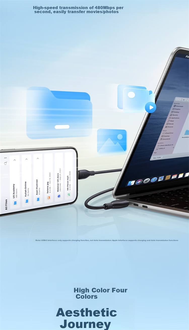 Baseus Apple 16/15 Charging Cable, Three-In Data Cable, Fast Charging 3.5A, Multi-Function Type-C Cable for Huawei Xiaomi Phones And Car Use, Moonlight White, 1.2 Meters 11