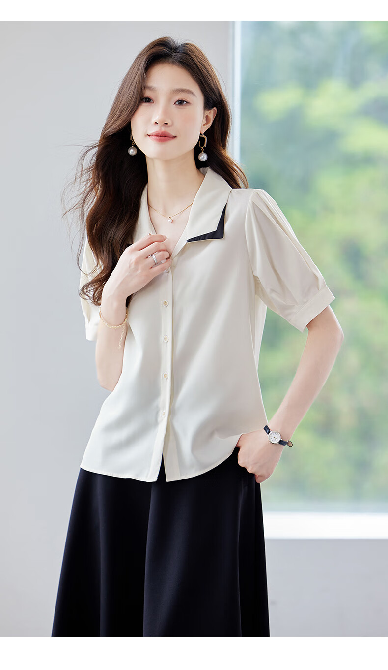 Jeanswest Summer 2026 New Fashion Slimming Versatile Commuter Short Sleeve Polo Shirt White 2XL 7
