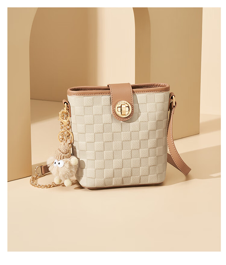 Aokang Women's Handbag, Cowhide, Trendy Diamond Pattern Bucket Bag, Light Luxury Crossbody Shoulder Bag, Birthday Mother's Day Gift for Mom Or Wife 4