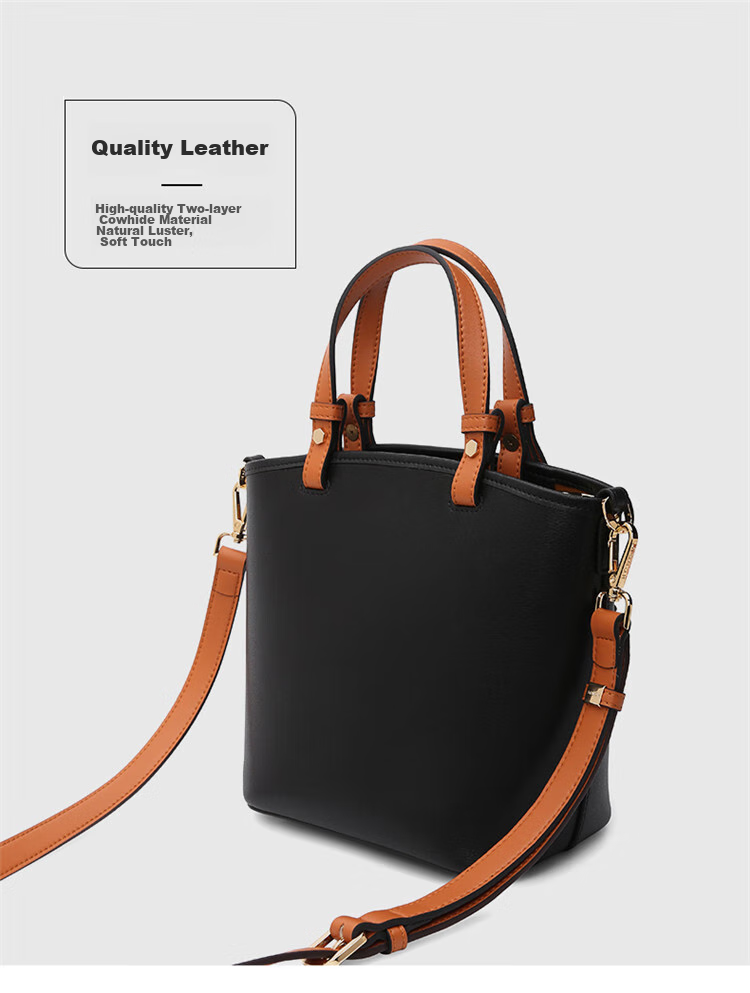 HONGU Women's Handbag, Leather Bucket Bag, Ladies' Tote Bag, Shoulder Bag, Crossbody Bag, 38cm Goddess Day Gift 8