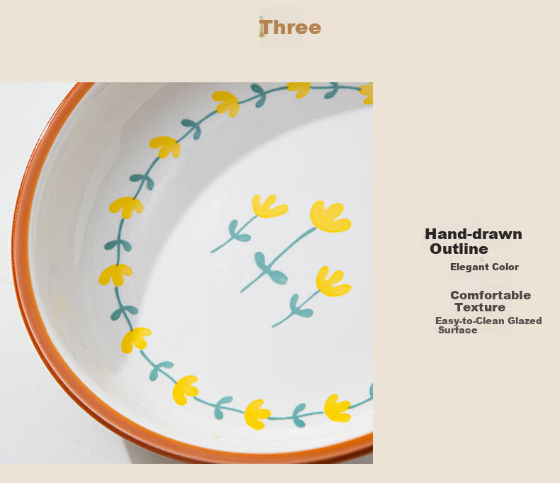 CERAMICS Underglaze Ceramic Bowl And Plate Dinnerware Set, Simple Home Dining Set with Rice Bowls, Plates, Chopsticks And Complete Tableware Set, Mountain Chrysanthemum Pattern, 8 Pieces 11