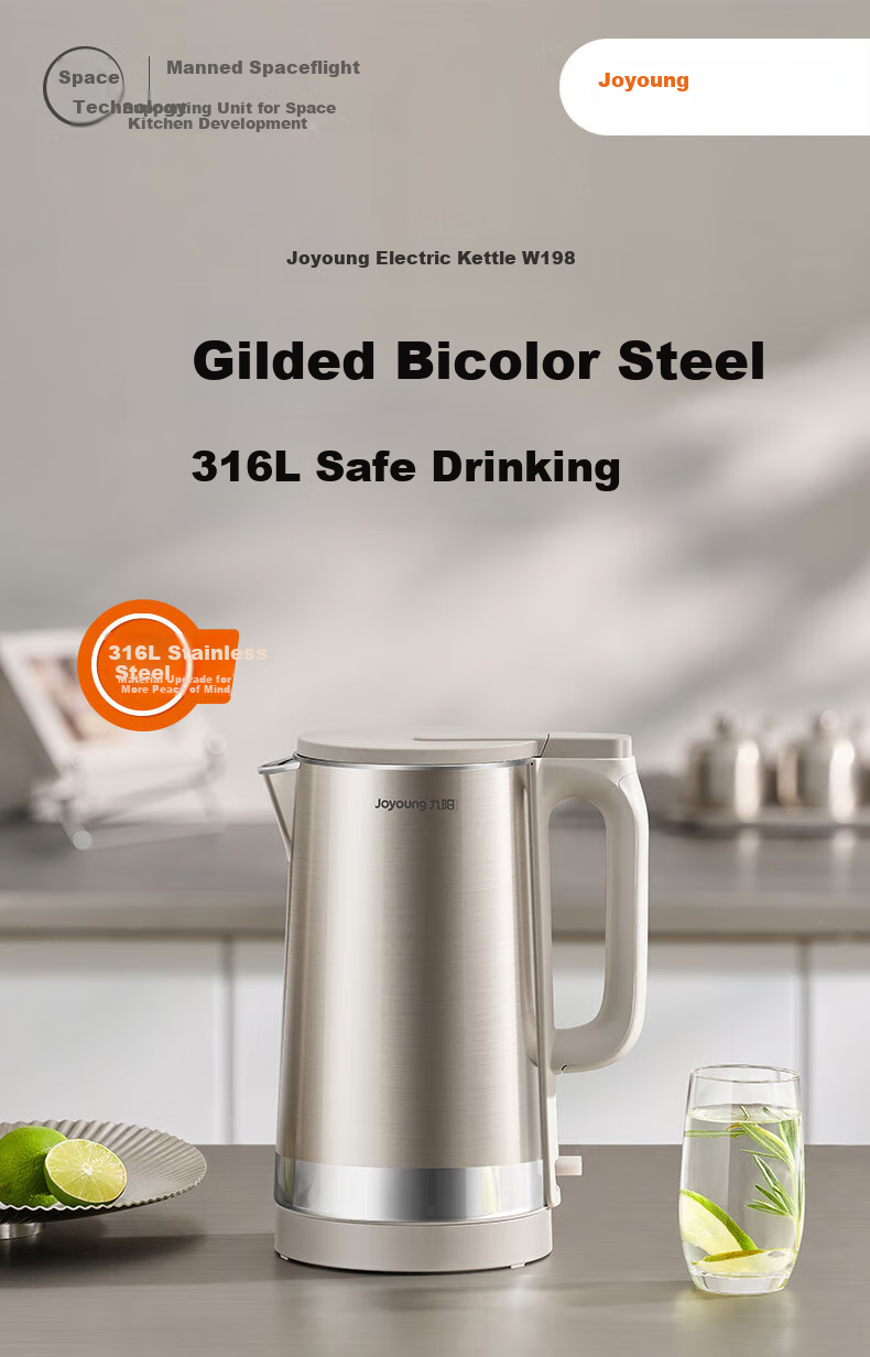 Joyoung Electric Kettle, 1.5L Capacity, 5 Temperature Settings, 304 Stainless Steel Seamless Design, No Glue, Constant Temperature Kettle K15ED-W520 3