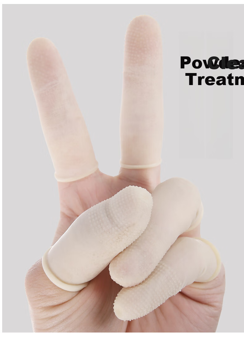 BAIGE Latex Finger Cots, Thickened Non-Slip Electrostatic Work Gloves, Dust-Free Cots for Counting Money, Off-White, 1000 Pieces, Size M, CW998990 8