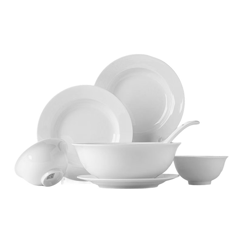Jdz High-Temperature Ceramic Tableware Set, Complete Bowl And Plate Set, Wedding Gift, Mid-Autumn Festival Present, Dishwasher Safe, Frost Patter