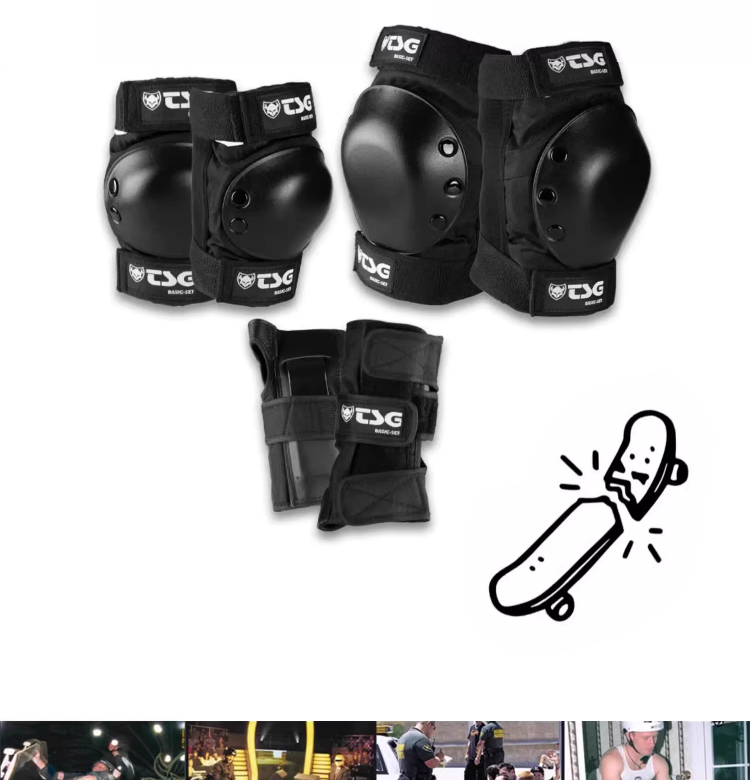 TSG Professional Protective Gear Set for Skateboarding, Roller Skating, Longboarding, and Land Surfing - 6-Piece Set Size S 6