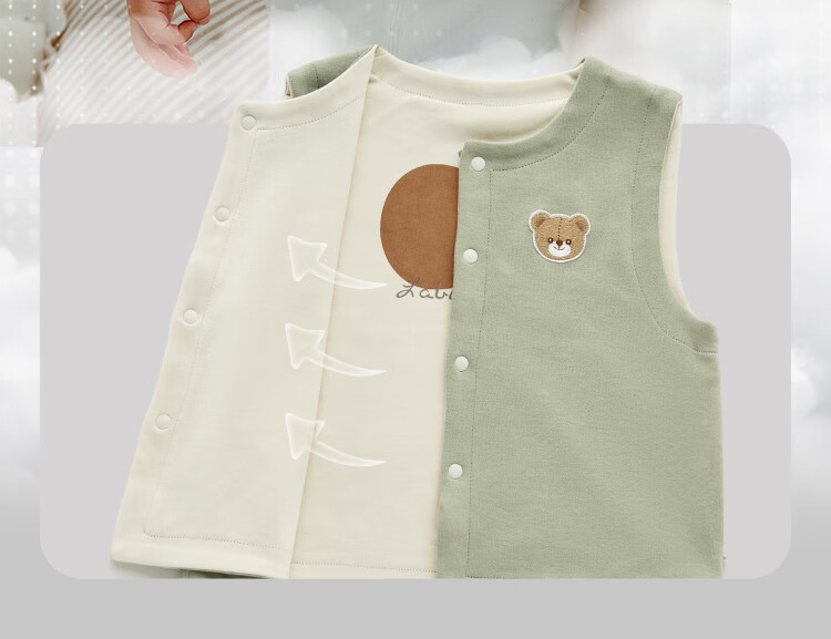 Labi Kids Home Vest Four-Season Reversible Warm Knitted Jacket Boys and Girls Vest Gray Green Size 80 1