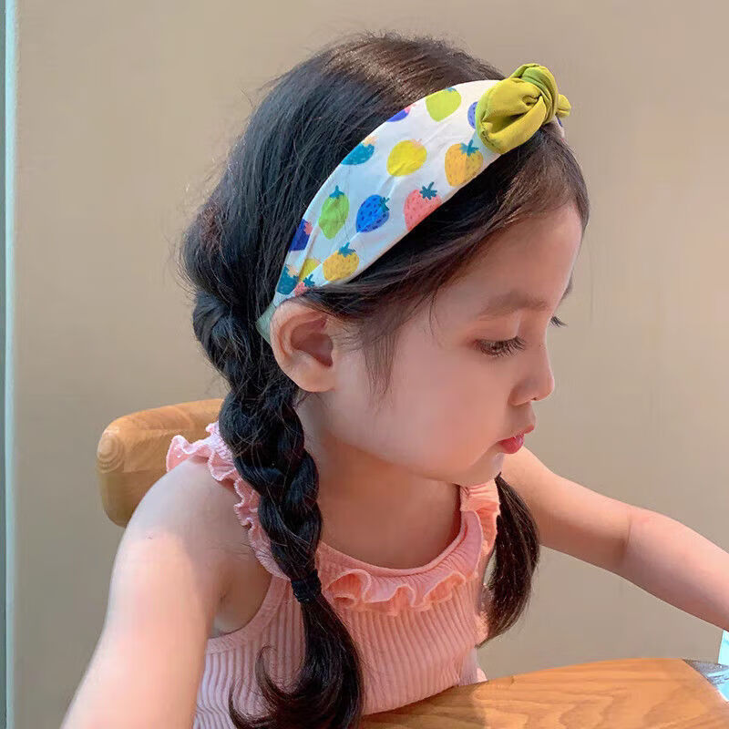 BQI Kids Hair Accessories Headband Cute Strawberry Fabric Ear Headband Girls Non-Slip Hairband Comfortable 7