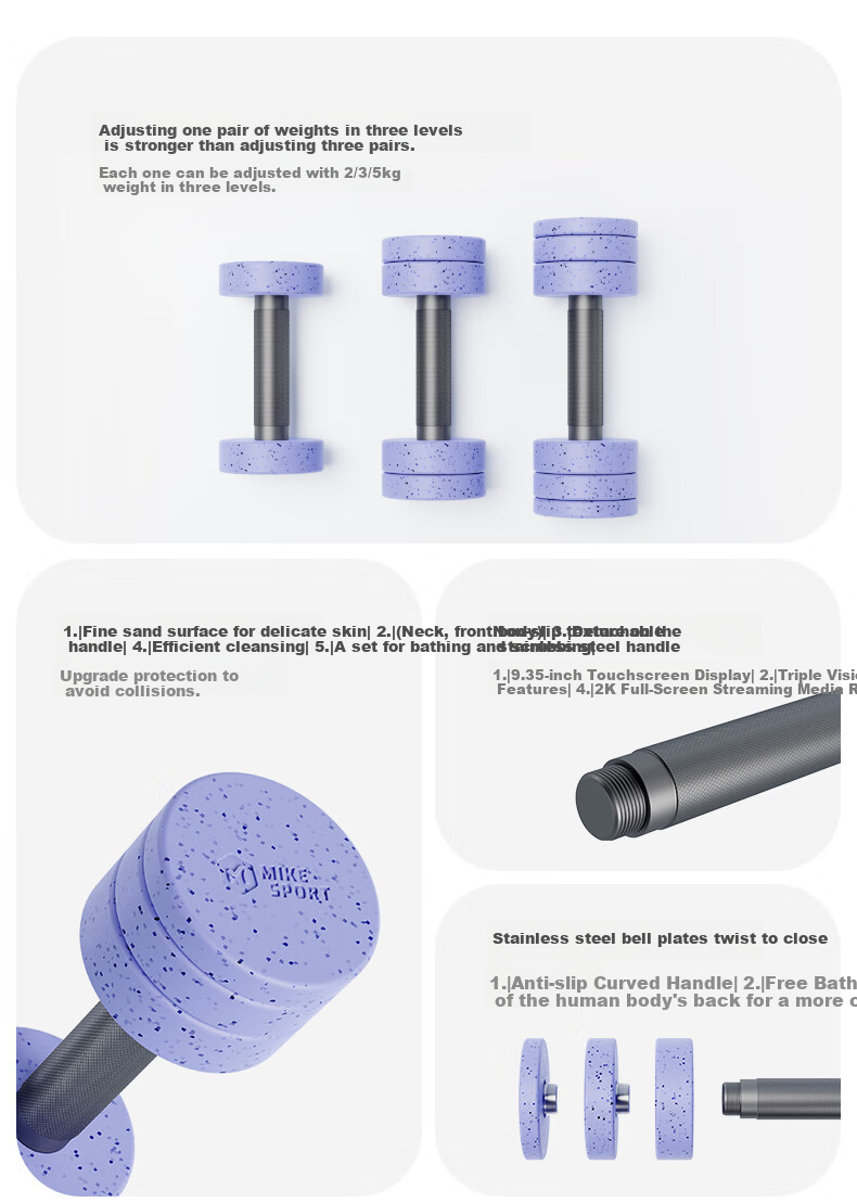 Mike Steel Dumbbell, Silicone-Coated Pure Steel Adjustable Dumbbells, Home Fitness Set, Solid Steel Exercise Equipment, 10kg 4