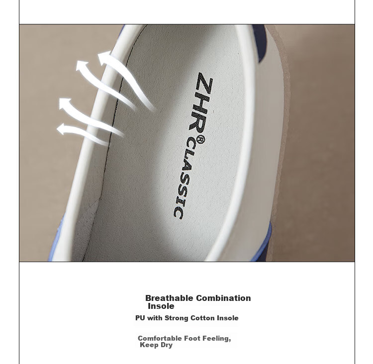 ZHR Casual Shoes, Lightweight And Breathable, Spring And Autumn Flat White Sneakers, Trendy Retro Training Shoes for Women, A67P, White And Blue, Size 37 7