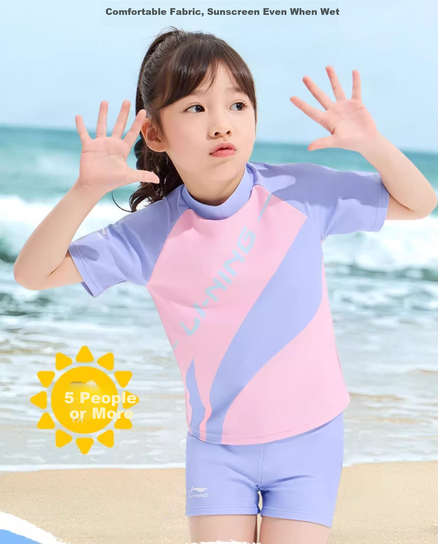 Li-Ning Children's Swimwear, for Girls And Boys, Small to Large Sizes, Professional Swimsuit, 2026 New Quick-Dry Two-Piece Set, 806-003 4
