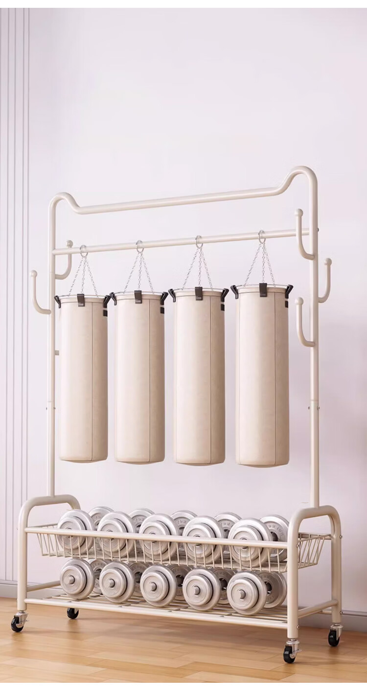 Yupin Floor-Standing Coat Rack, Bedroom And Living Room Movable Clothes Hanger Storage Rack, YJ91 Double-Layer 100 White 8